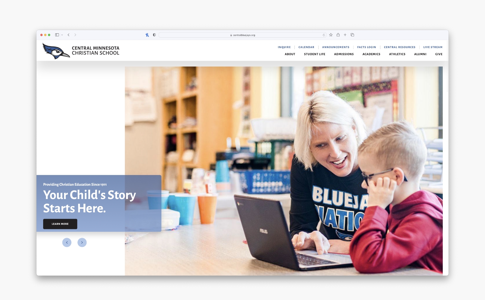 Central MN Christian School website sample