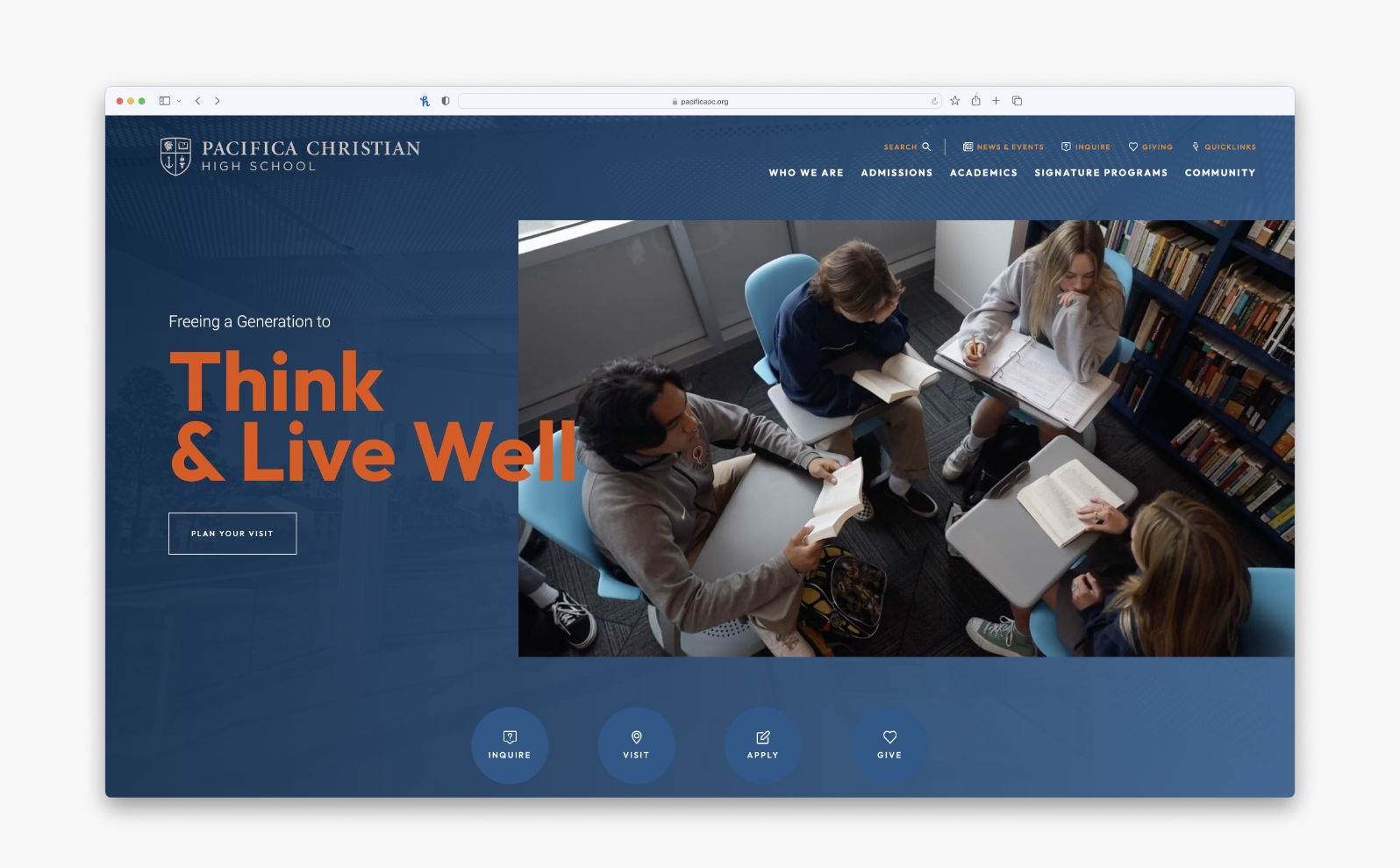 Pacifica Christian High School of Orange County Launches New Website