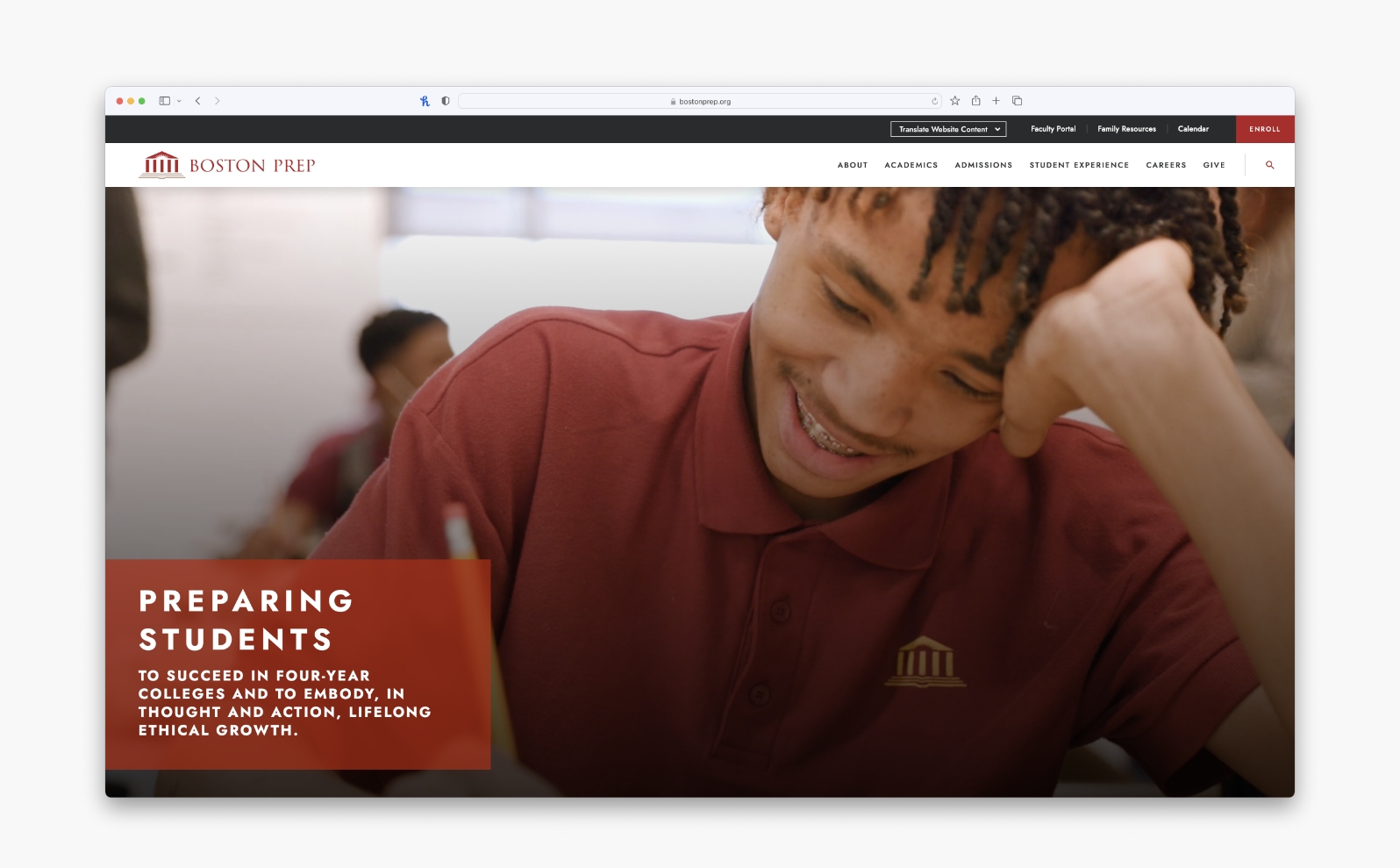 Boston Prep site preview