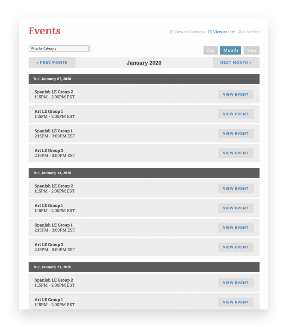 Calendar / Events example image