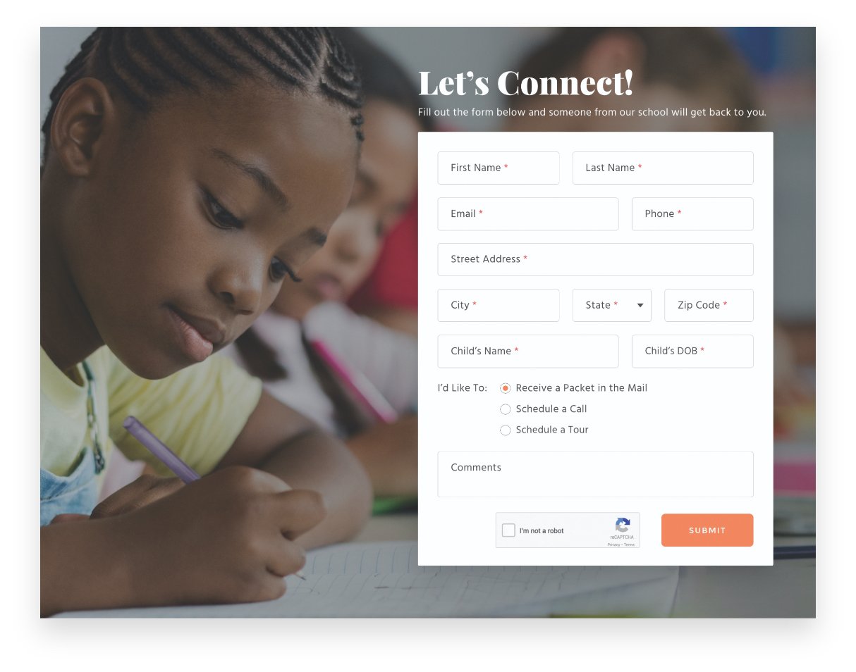 Online form integration example image