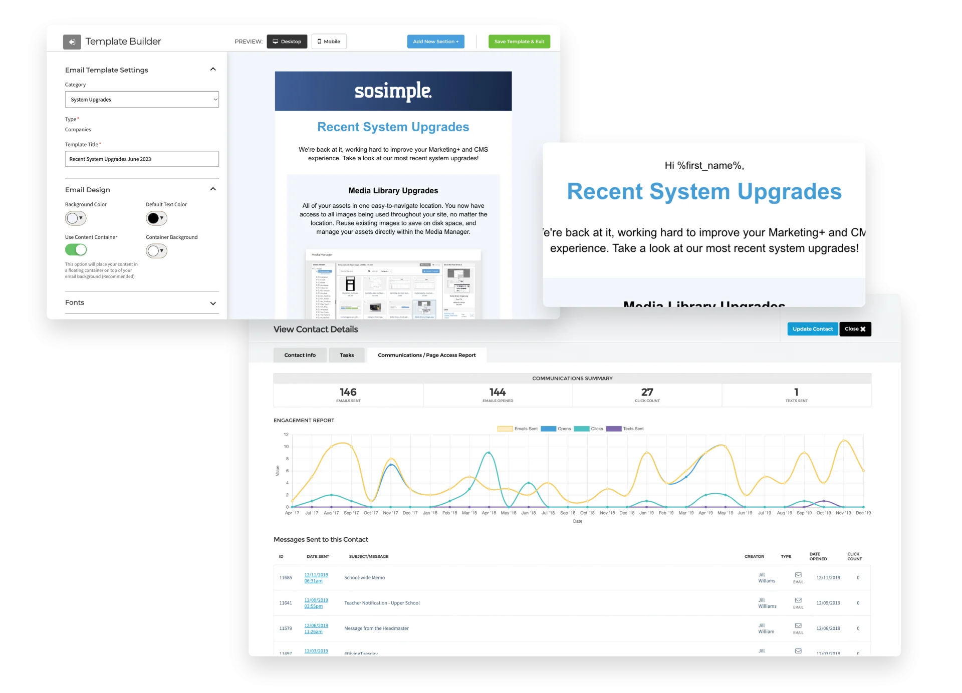 Email Builder and Communications Reporting